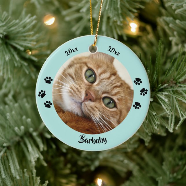 Custom 2 photo pet memorial keepsake Christmas  Ceramic Tree Decoration (Tree)