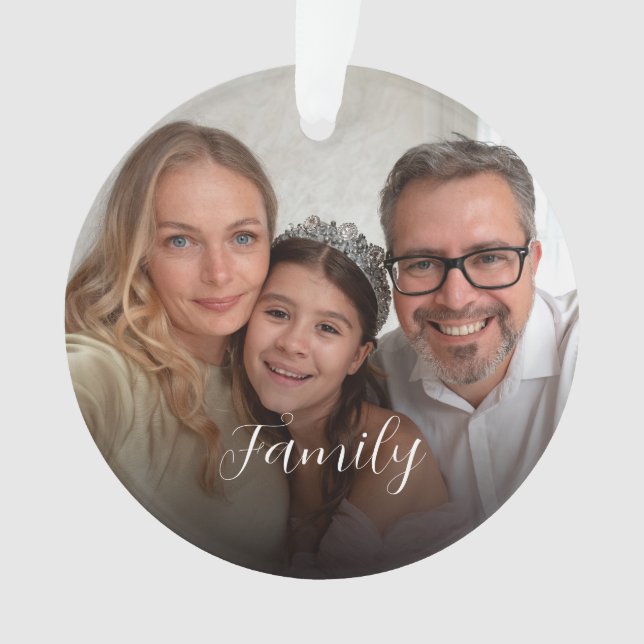 Custom 2-photo White Script Ornament (Front)