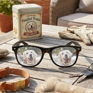 Custom 2 Photo With Your Pet Dog 2 Name Picture On Retro Sunglasses