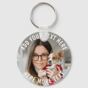 Custom 2 Photos and Text Or Name Key Ring