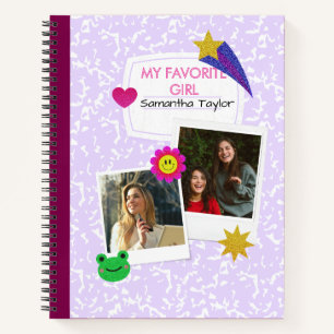 Custom 2 Photos Collage Notebook with Script Name 