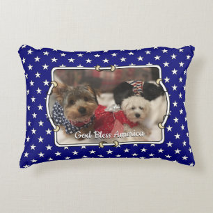Custom 2 Photos USA American Flag Patriotic Cute Decorative Cushion