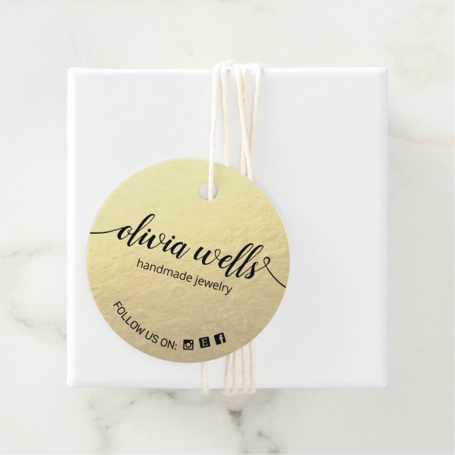 Custom 2" Round Faux Gold Foil Hang Tag (In Situ)