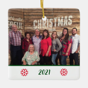 Custom 2-Sided Family Photo Snowflake Christmas Ceramic Ornament