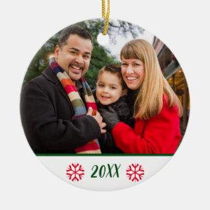 Custom 2-Sided Family Photo Snowflake Christmas Ceramic Tree Decoration