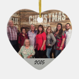 Custom 2-Sided Simple Family Photo Christmas Ceramic Tree Decoration