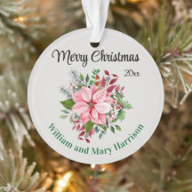 Custom, 2-Sides Pink Poinsettia Bouquet Acrylic