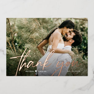 Custom 2 Wedding photos Thank you Script ROSE Gold