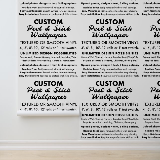 Custom 2' x 12' Textured Vinyl Peel & Stick Wallpaper (Application)