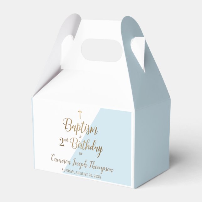 Custom 2nd Birthday baptism Blue baby boy  Favour Box (Front Side)