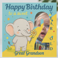 Custom 2nd Birthday Elephant Sweet Your Photo Card