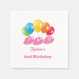 Custom 2nd Birthday Soft Pink Girl's Name Party Napkin