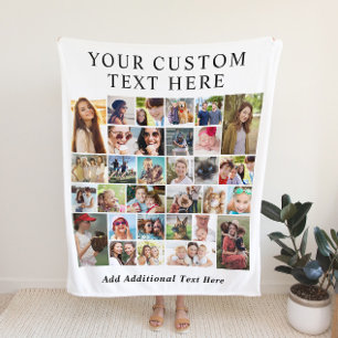 Custom 30 Photo Collage Fleece Blanket