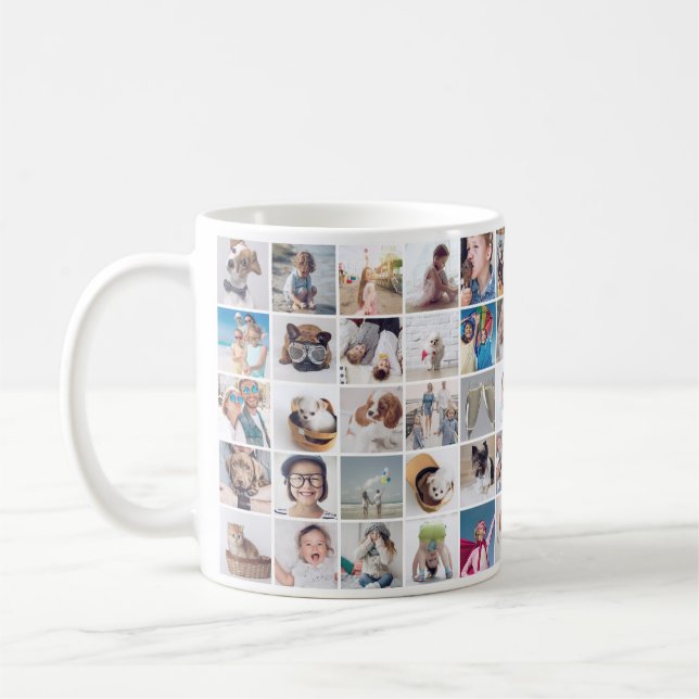 Custom 30 Photos Modern Family and Pet Coffee Mug (Left)
