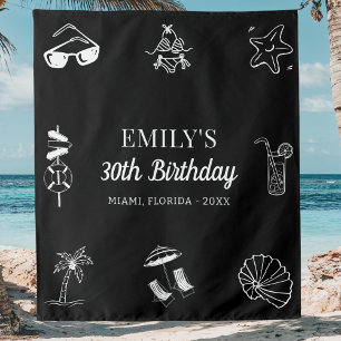Custom 30th 40th 50th Beach Theme Birthday Party Tapestry