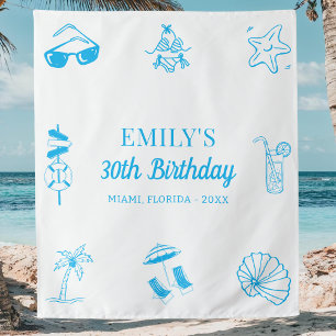 Custom 30th 40th 50th Beach Theme Birthday Party Tapestry