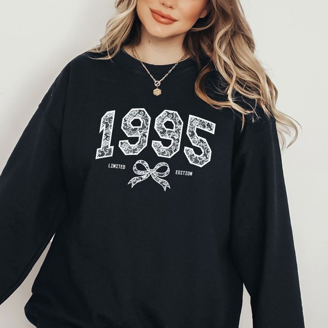 Custom 30th Birthday 1995 Lace Coquette Bow Sweatshirt (Creator Uploaded)