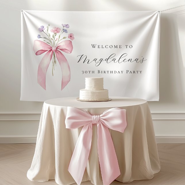 Custom 30th Birthday Banner Bow Wildflower (Creator Uploaded)