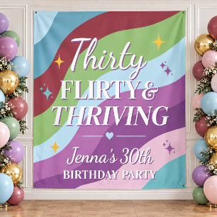 Custom 30th Birthday Banner Thirty Flirty Thriving Tapestry