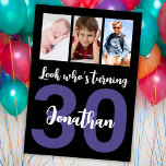 Custom 30th Birthday Black Modern Photo Collage Invitation<br><div class="desc">Put a smile on a face with this custom 30th birthday modern black script photo collage Invitation for him. You can add cute childhood photos or anything you like. - Simply click to personalise this design 🔥 My promises - This design is unique and is designed with you in mind...</div>