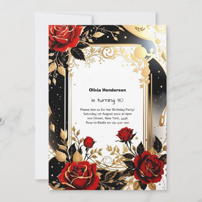 Custom 30th Birthday Invitation (Front)