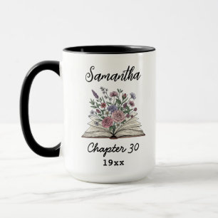 Custom 30th Birthday Name - Chapter 30 Floral Book Mug