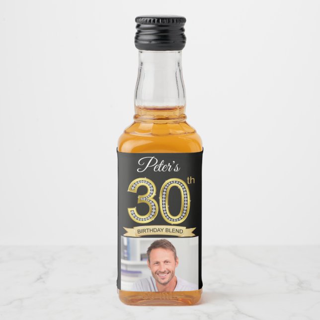 Custom 30th Birthday Party Mini Liquor Favour Labe Bottle Label (Front)