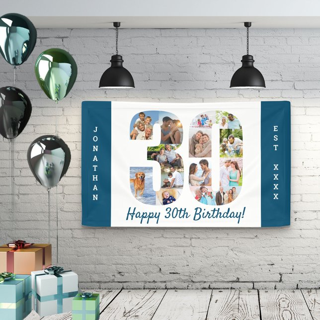 Custom 30th Birthday Party Photo Collage Banner (Creator Uploaded)