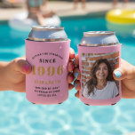 Custom 30th Birthday Pink Gold With Photo Can Cooler<br><div class="desc">Celebrate their milestone 30th birthday with this stylish, personalised can cooler! Featuring a modern design with elegant pink and gold accents, this custom drink koozie includes a space for their favourite photo. It's the perfect unique party favour, memorable gift, or decoration for the 30th birthday celebration. Easily personalise the name,...</div>