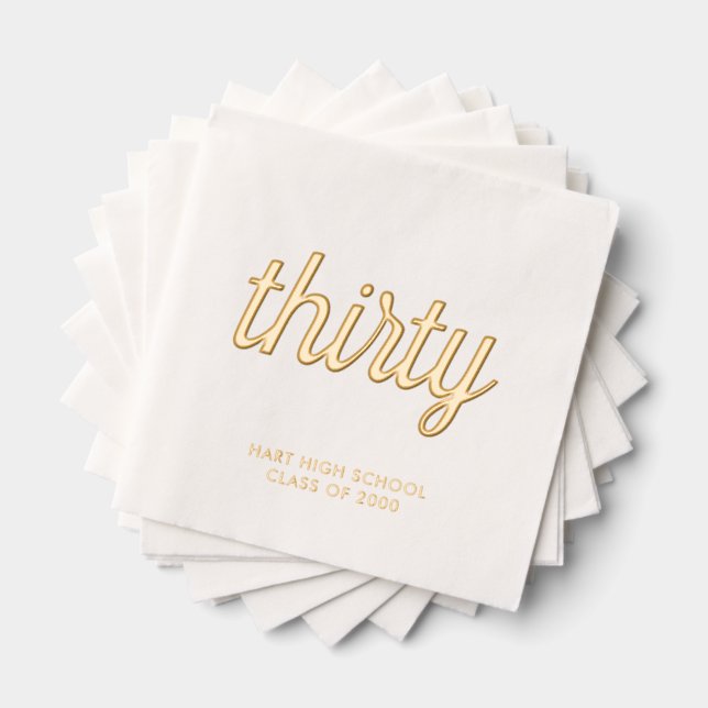 Custom 30th Reunion Modern Gold Foil Napkins (Insitu (Stacked))