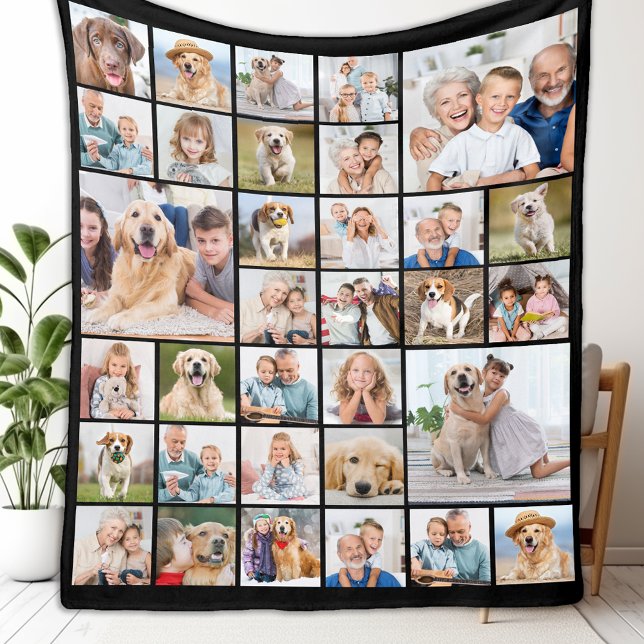 Custom 33 Photo Collage Family Friends Keepsake Fleece Blanket (Creator Uploaded)