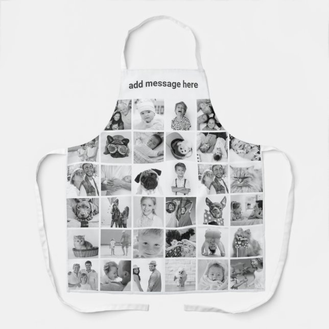 Custom 34 Photos Modern Family & Pet Photo Collage Apron (Front)