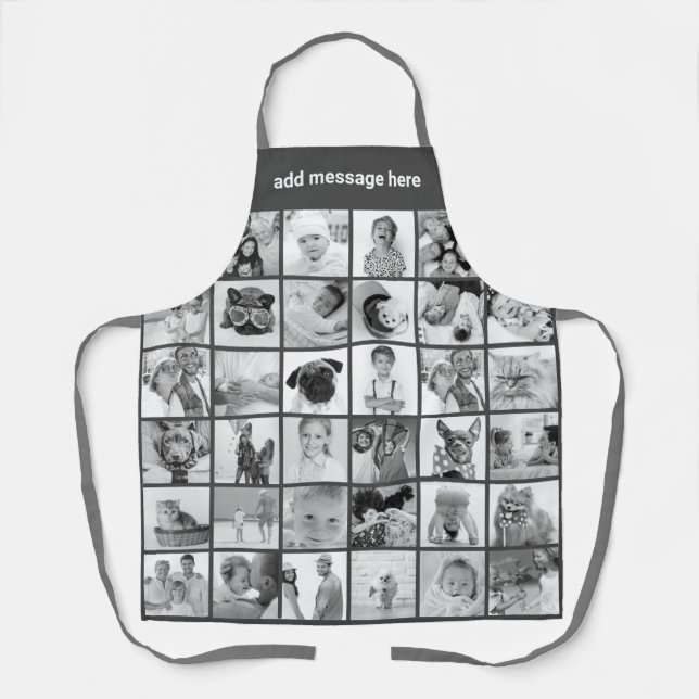 Custom 34 Photos Modern Family & Pet Photo Collage Apron (Front)