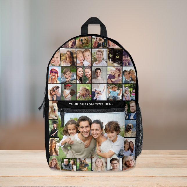 Custom 35 Photo Collage Black Printed Backpack (Creator Uploaded)