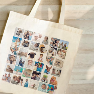 Custom 36 Photos Modern Family and Pet Tote Bag