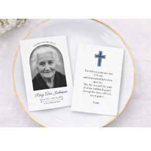 Custom 3.5" x 2.5" Funeral Photo Card with Cross 