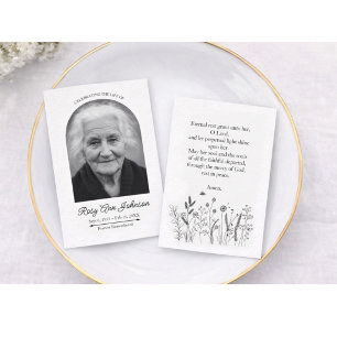 Custom 3.5" x 2.5" Funeral Photo Card with Prayer