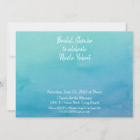 Custom 3 Blue/Teal Ombre Watercolor Bridal Shower