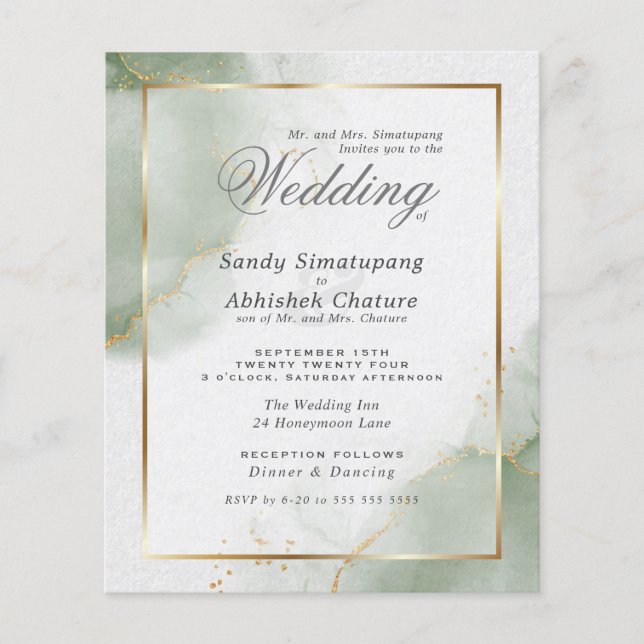 Custom 3 - Budget Wedding Gold Muted Sage (Front)