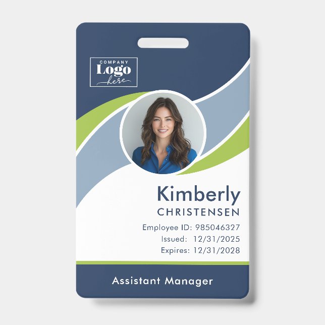 Custom 3 Colour Modern Corporate Employee ID Badge (Front)