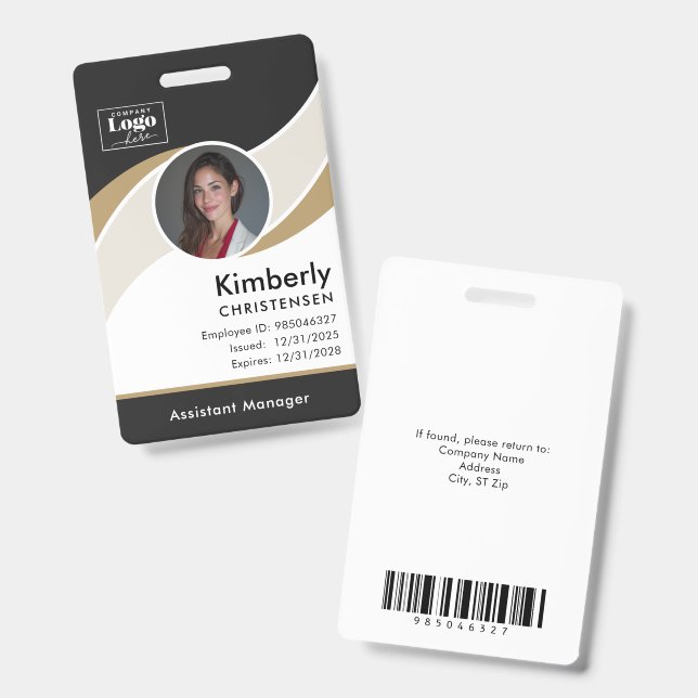 Custom 3 Colour Modern Corporate Employee ID Badge (Front & Back)