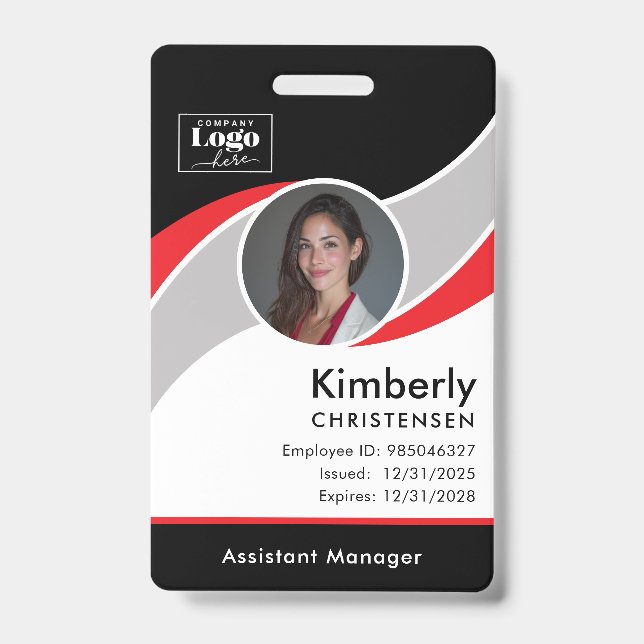 Custom 3 Colour Modern Corporate Employee ID Badge (Front)
