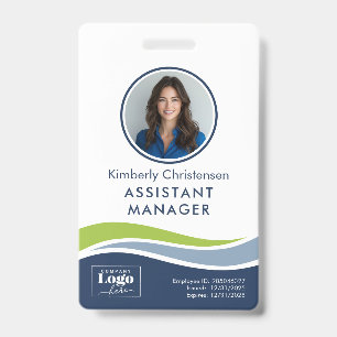 Custom 3 Colour Wavy Lines Employee Photo ID Badge