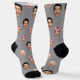 Custom 3 Face Photo – Funny Personalised Gift Socks