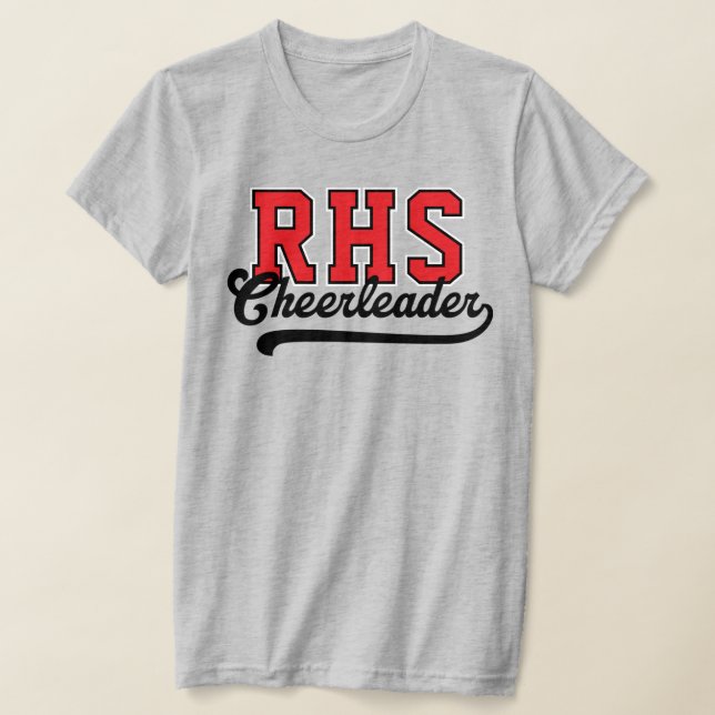 Custom 3 Letter High School Initials Cheerleader T-Shirt (Laydown)