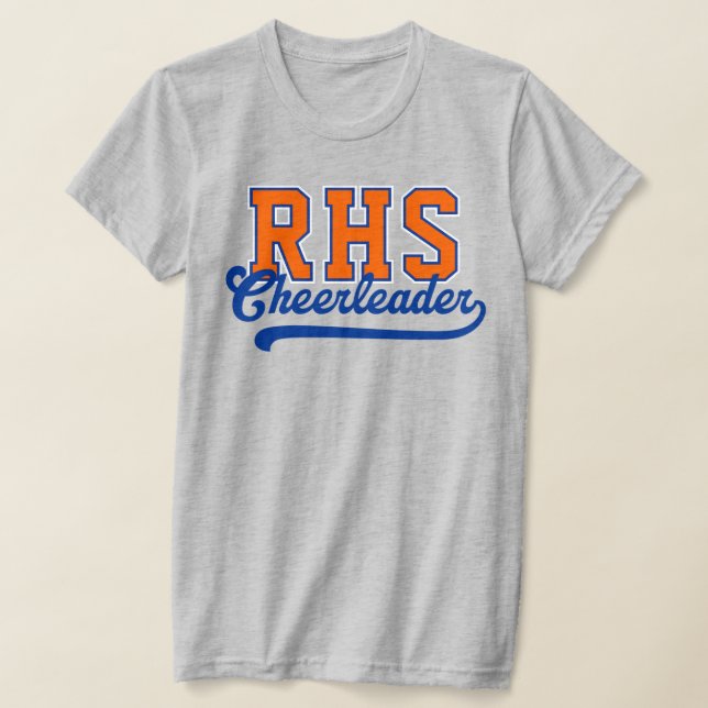 Custom 3 Letter High School Initials Cheerleader T-Shirt (Laydown)