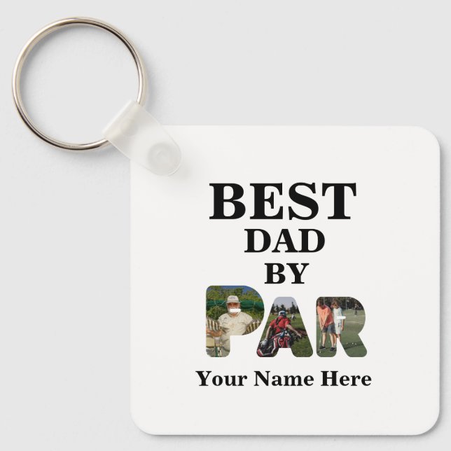 Custom 3 letter shape photo Best dad by par Key Ring (Front)