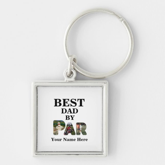 Custom 3 letter shape photo Best dad by par Key Ring (Front)
