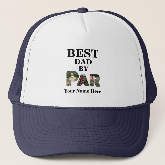 Custom 3 letter shape photo Best dad by par Trucker Hat (Front)