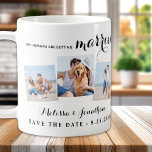 Custom 3 Pet Photo Dog Wedding Save The Date Coffee Mug<br><div class="desc">Celebrate your engagement and give unique dog wedding save the dates with these custom photo, and personalised 'My Humans Are Getting Married... Save The Date' coffee mug. Customise with your favourite photos, names and date. COPYRIGHT © 2020 Judy Burrows, Black Dog Art - All Rights Reserved. Custom 3 Pet Photo...</div>